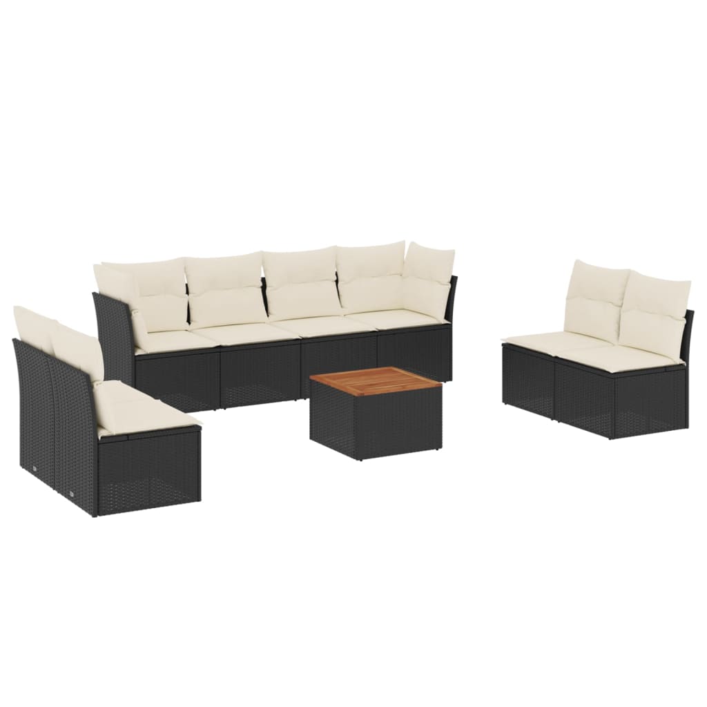 9-dijelni set vrtnih sofa s jastucima crni od poliratana