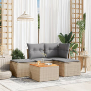 5-dijelni vrtni set sofa s jastucima bež od poliratana