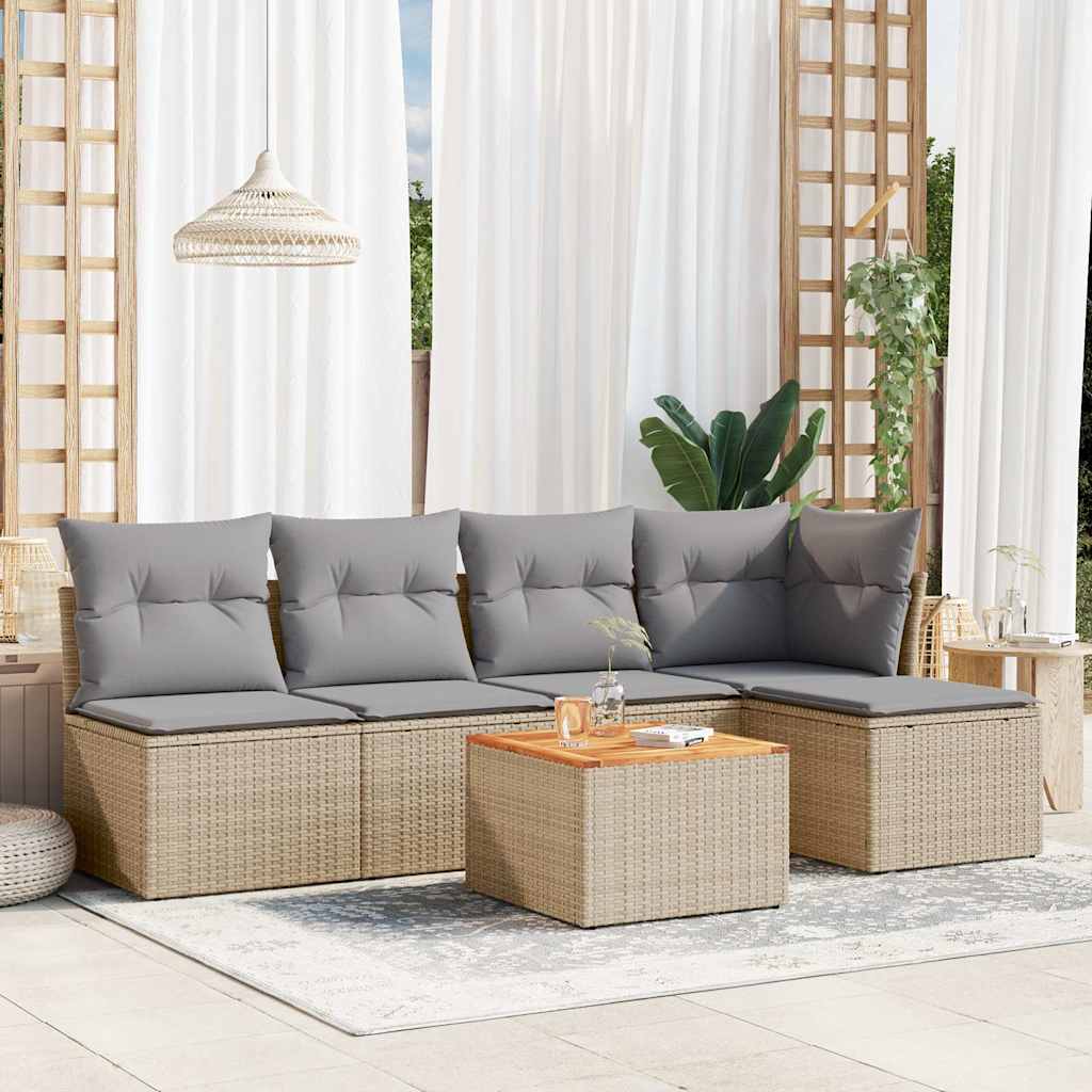 6-dijelni set vrtnih sofa s jastucima bež od poliratana