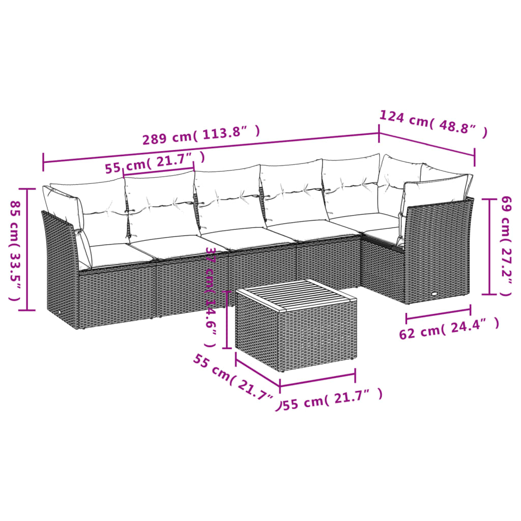 7-dijelni set vrtnih sofa sivi od poliratana