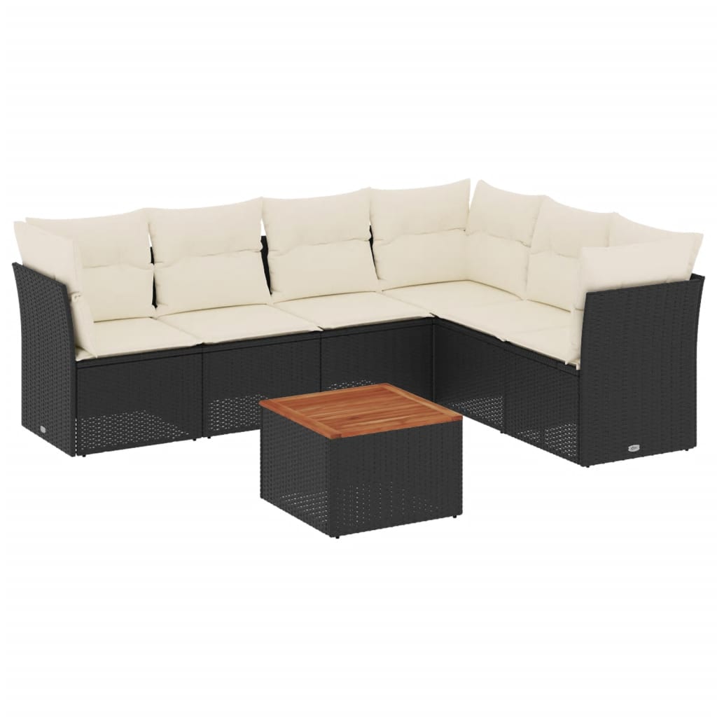 7-dijelni set vrtnih sofa od poliratana s jastucima crni