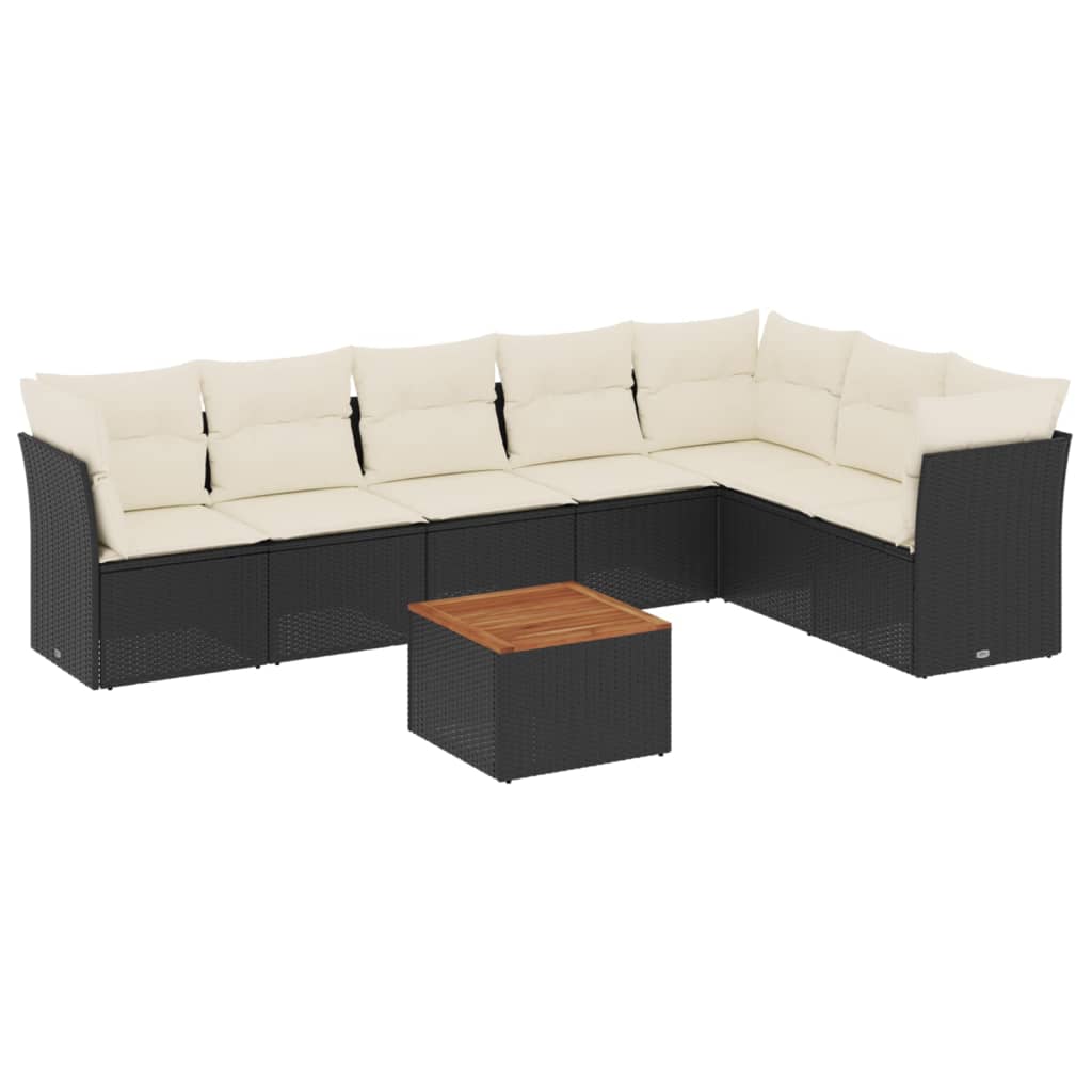8-dijelni set vrtnih sofa od poliratana s jastucima crni