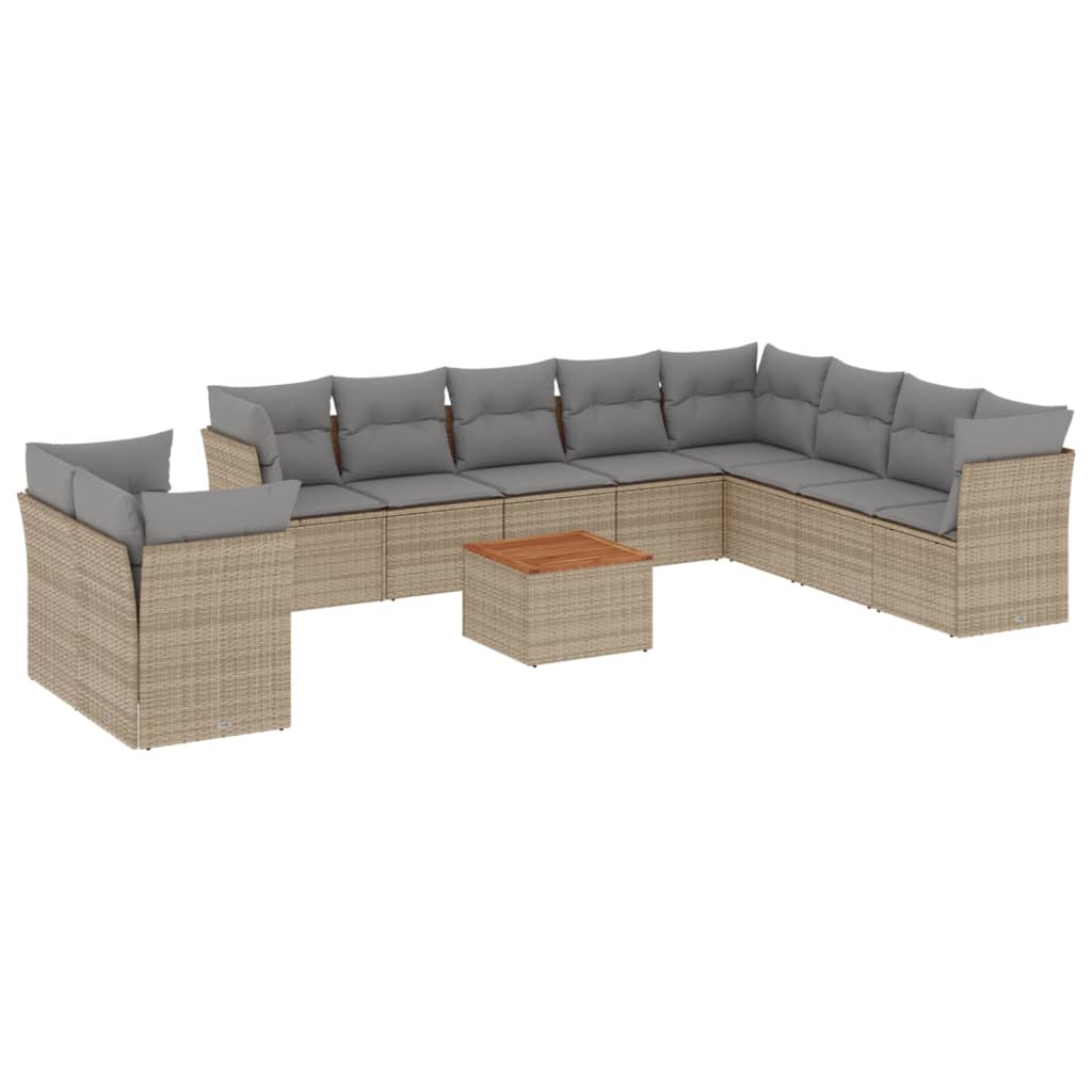 11-dijelni set vrtnih sofa od poliratana s jastucima bež
