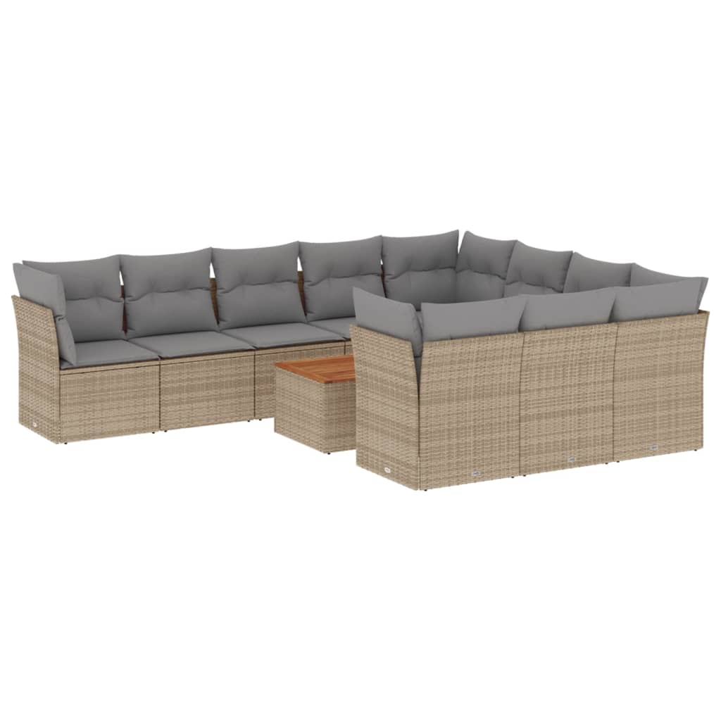 11-dijelni set vrtnih sofa od poliratana s jastucima bež