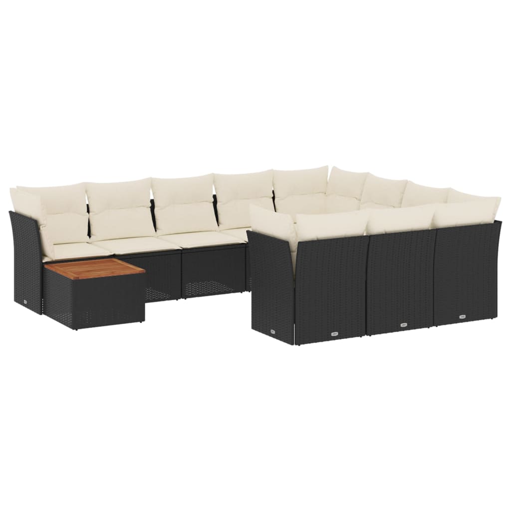 11-dijelni set vrtnih sofa od poliratana s jastucima crni