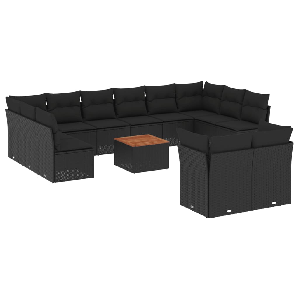 13-dijelni set vrtnih sofa s jastucima poliratan crni