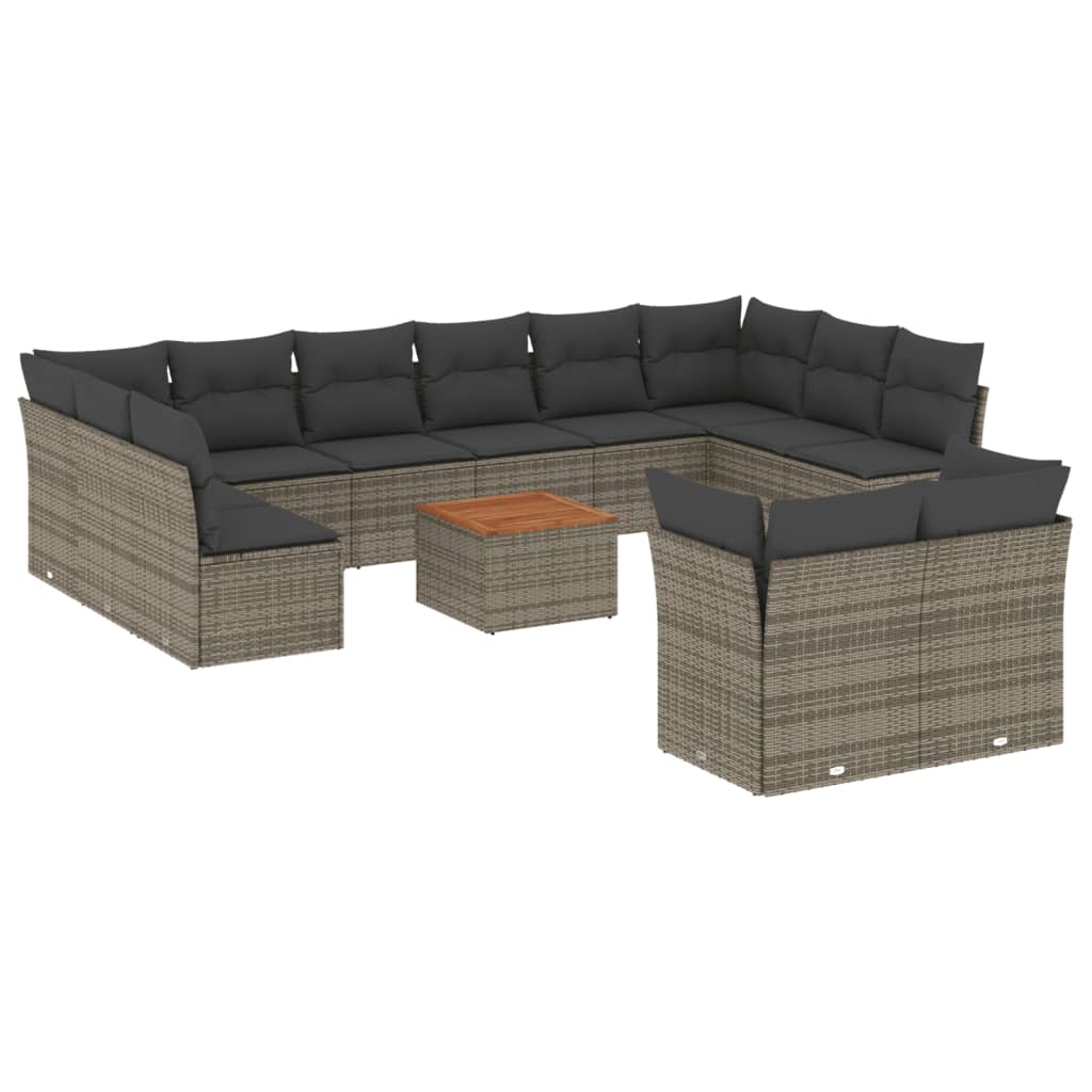 13-dijelni set vrtnih sofa od poliratana s jastucima sivi