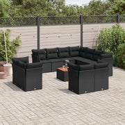 12-dijelni set vrtnih sofa od poliratana s jastucima crni