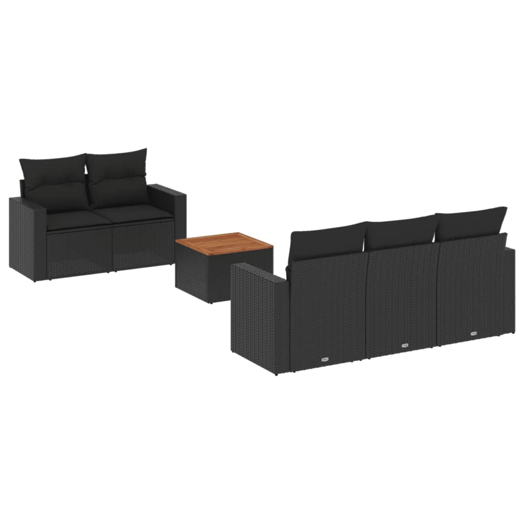 6-dijelni set vrtnih sofa s jastucima crni od poliratana