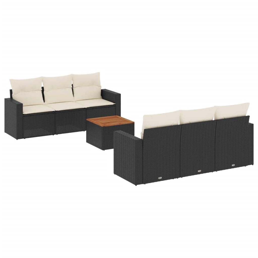 7-dijelni set vrtnih sofa od poliratana s jastucima crni