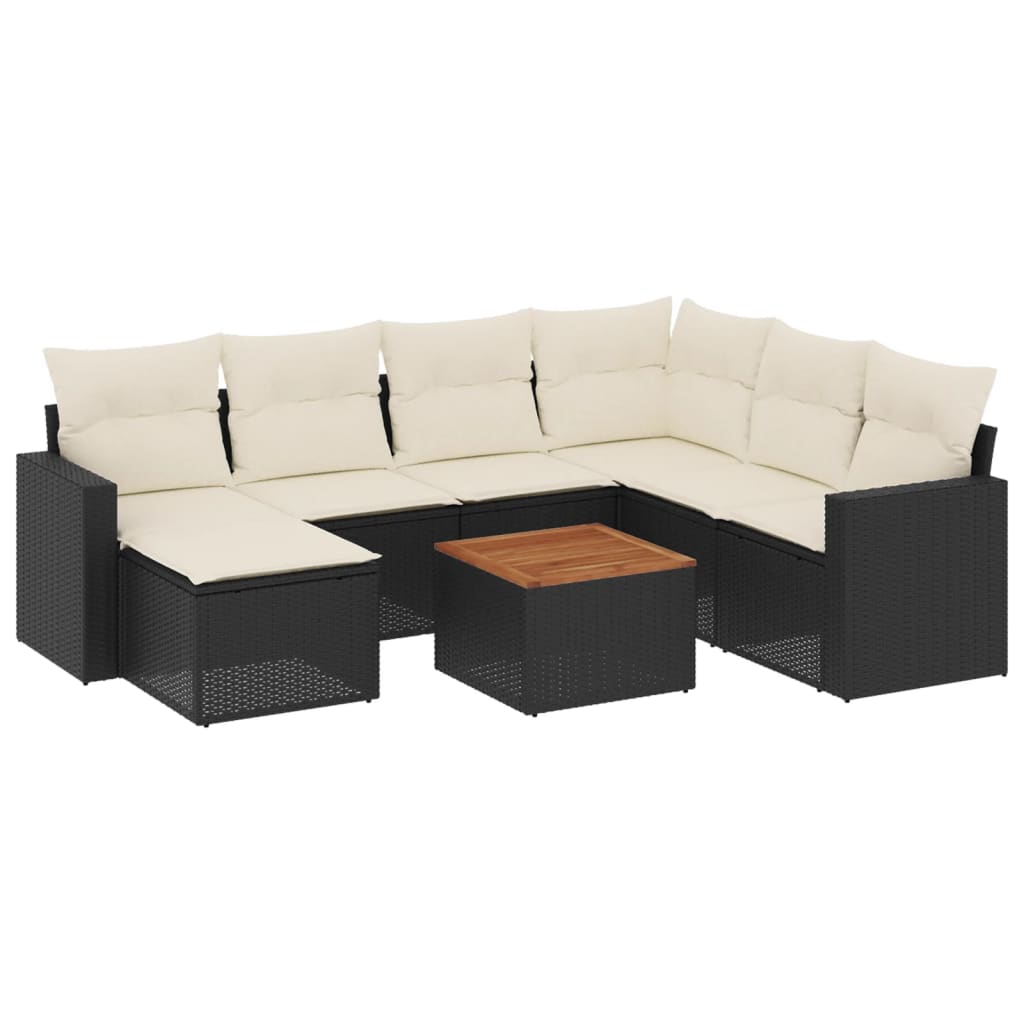 8-dijelni set vrtnih sofa od poliratana s jastucima crni