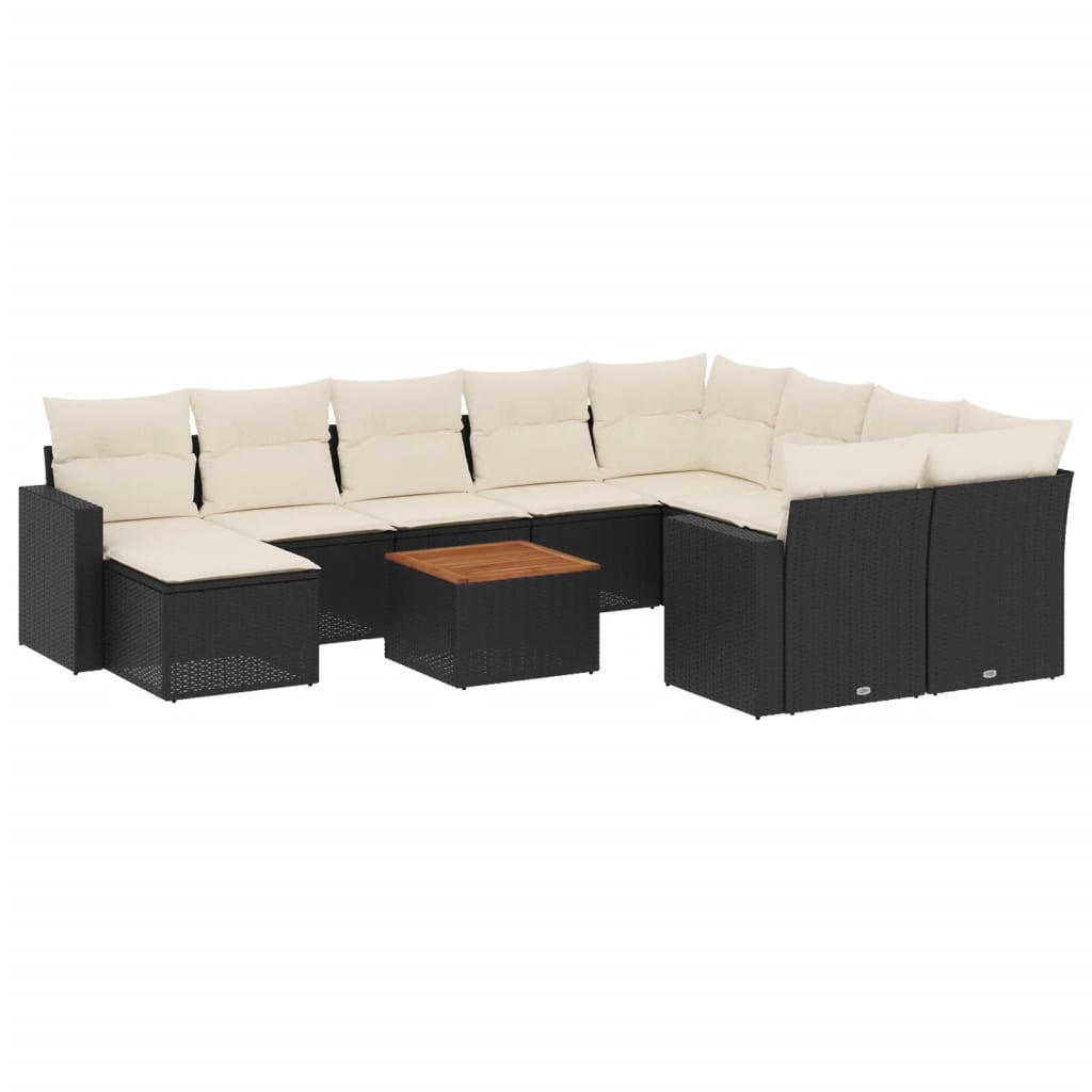 11-dijelni set vrtnih sofa od poliratana s jastucima crni