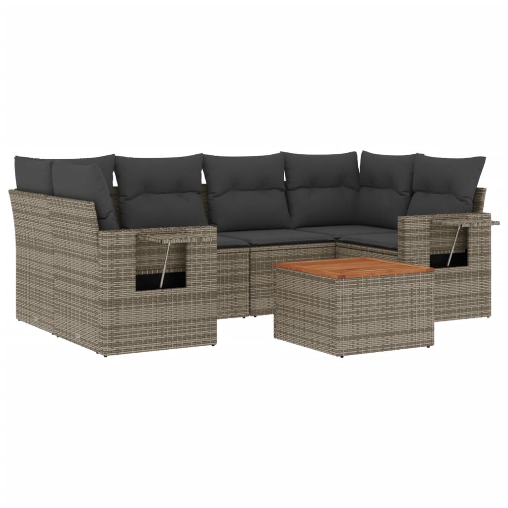 7-dijelni set vrtnih sofa sivi od poliratana