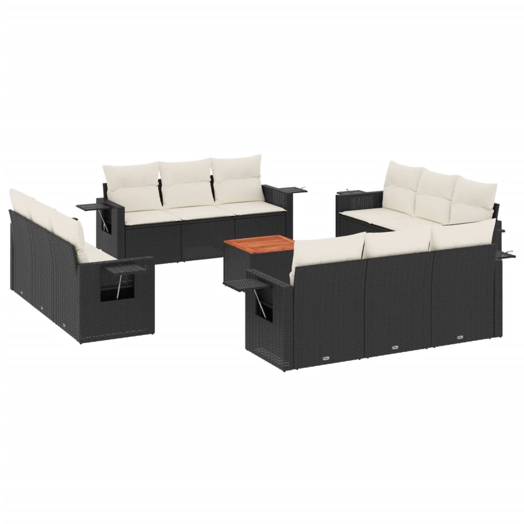 13-dijelni set vrtnih sofa s jastucima poliratan crni