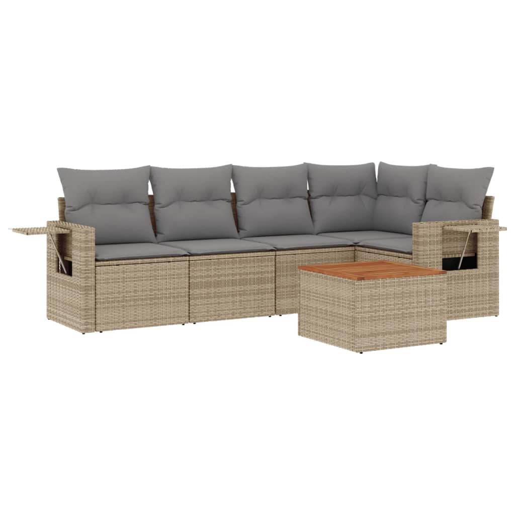 6-dijelni set vrtnih sofa s jastucima bež od poliratana