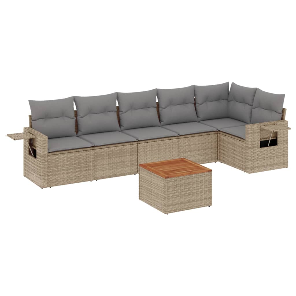 7-dijelni set vrtnih sofa od poliratana s jastucima bež
