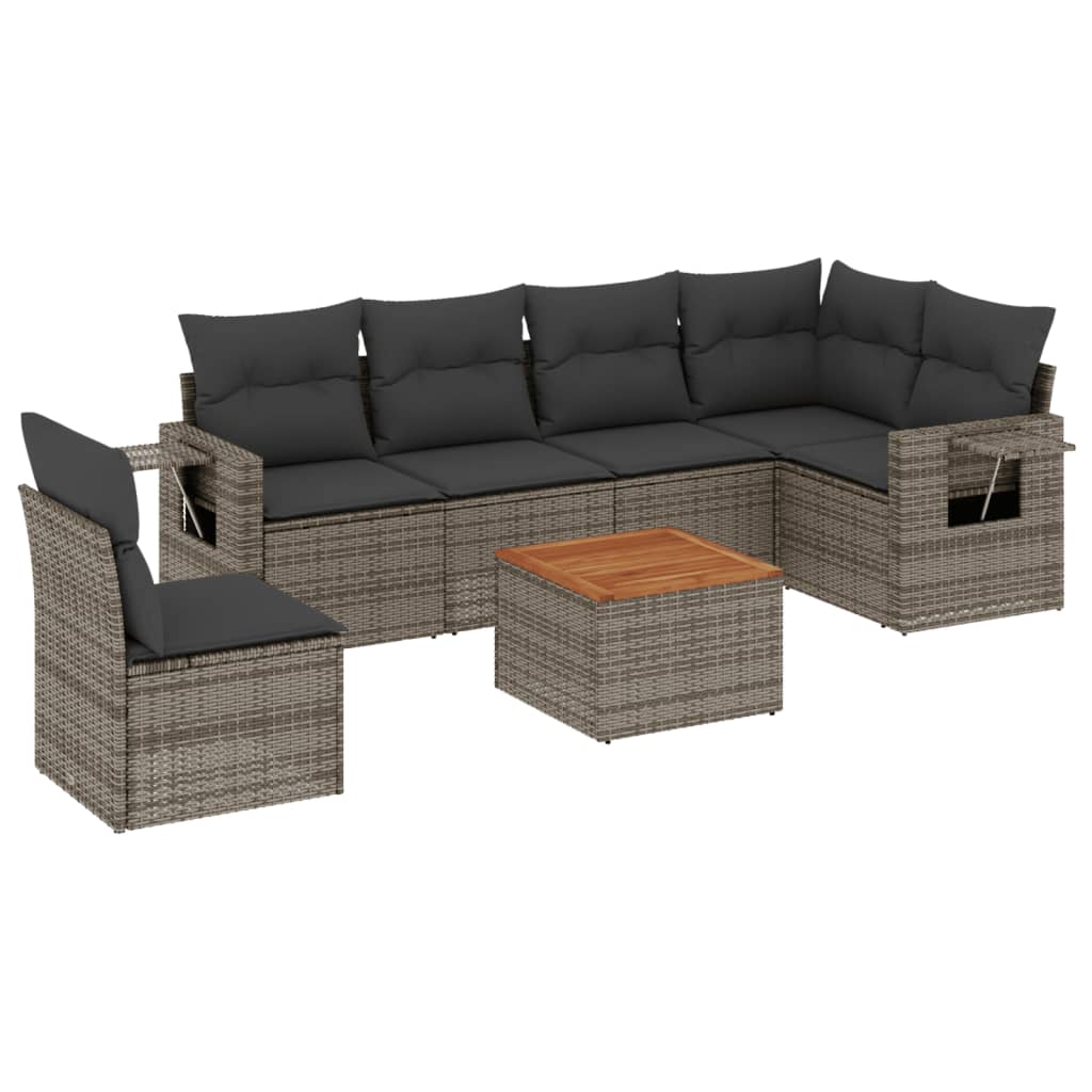 7-dijelni set vrtnih sofa sivi od poliratana
