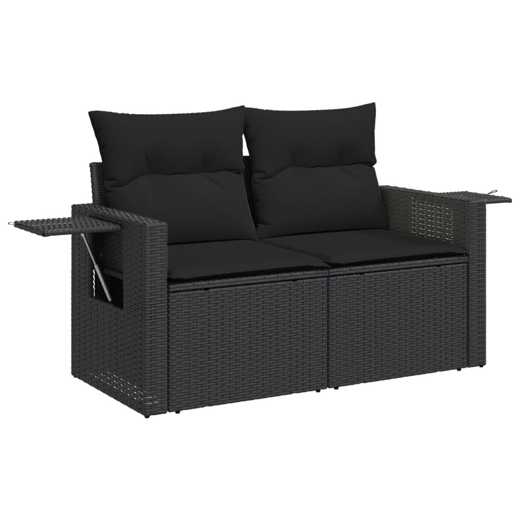 8-dijelni set vrtnih sofa od poliratana s jastucima crni
