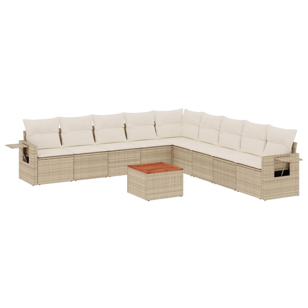 10-dijelni set vrtnih sofa s jastucima bež od poliratana