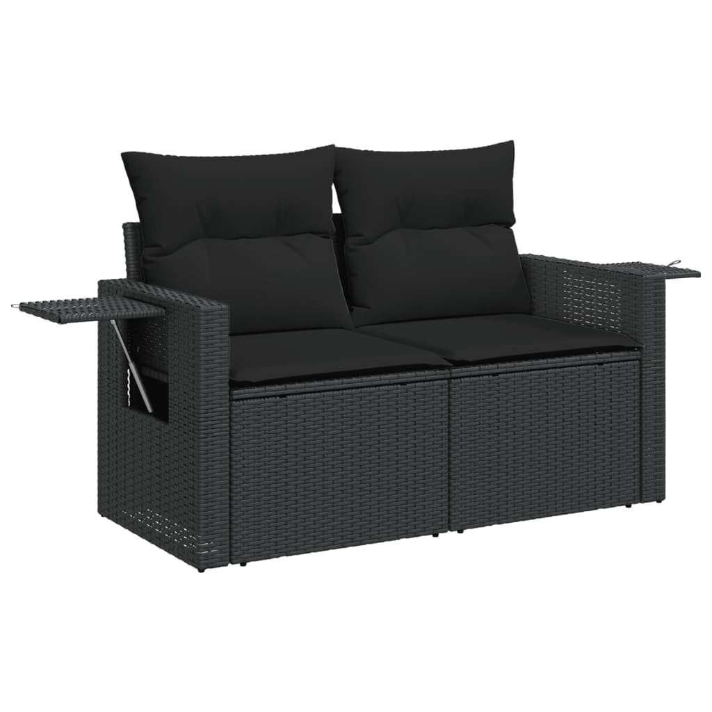 12-dijelni set vrtnih sofa od poliratana s jastucima crni