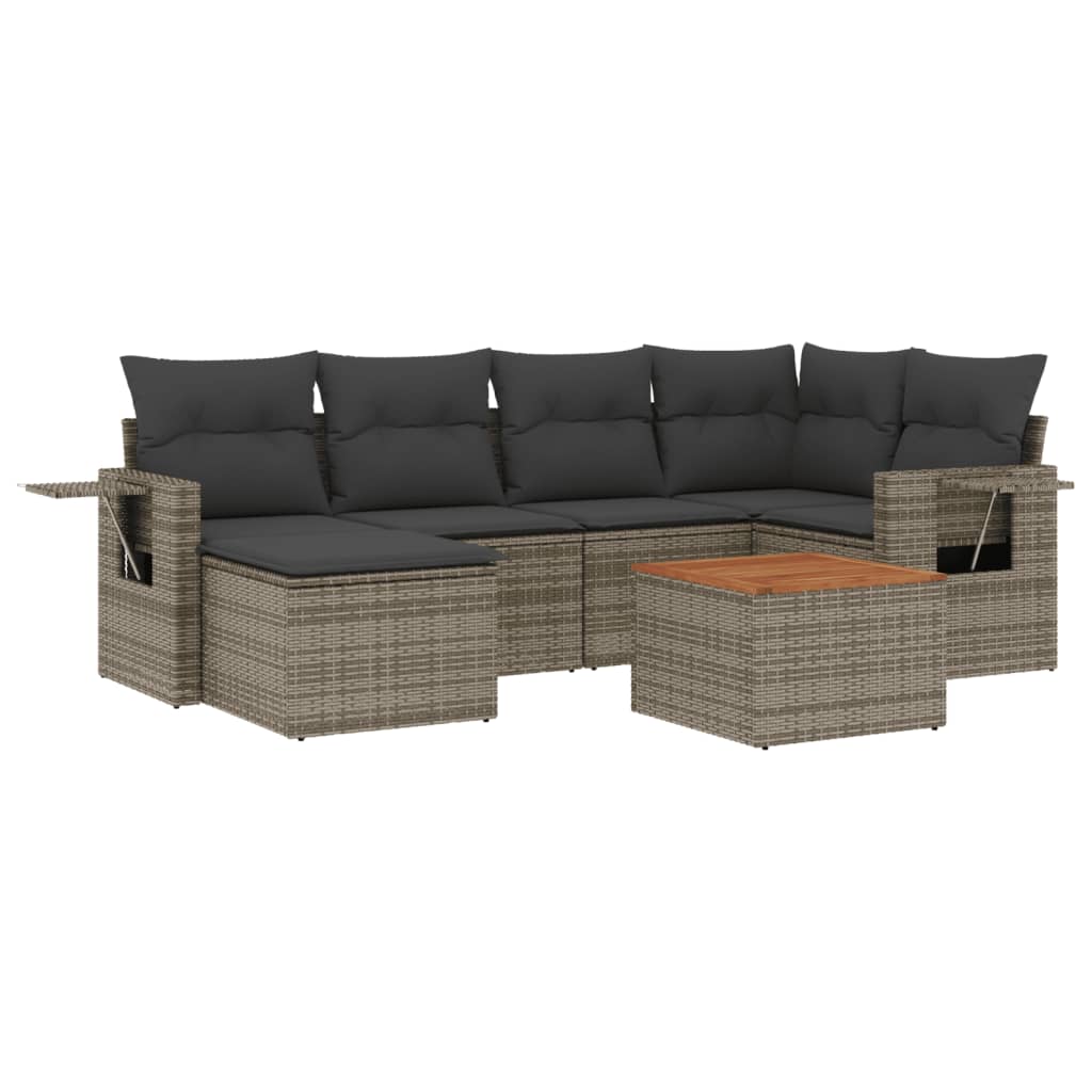 7-dijelni set vrtnih sofa sivi od poliratana
