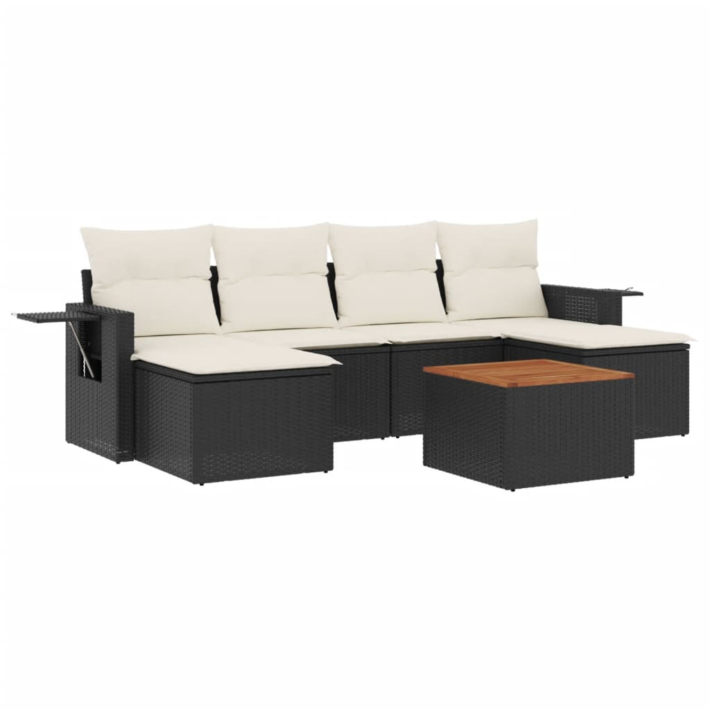 7-dijelni set vrtnih sofa od poliratana s jastucima crni Crna 62 x 62 x 69 cm