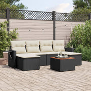 7-dijelni set vrtnih sofa od poliratana s jastucima crni Crna 62 x 62 x 69 cm