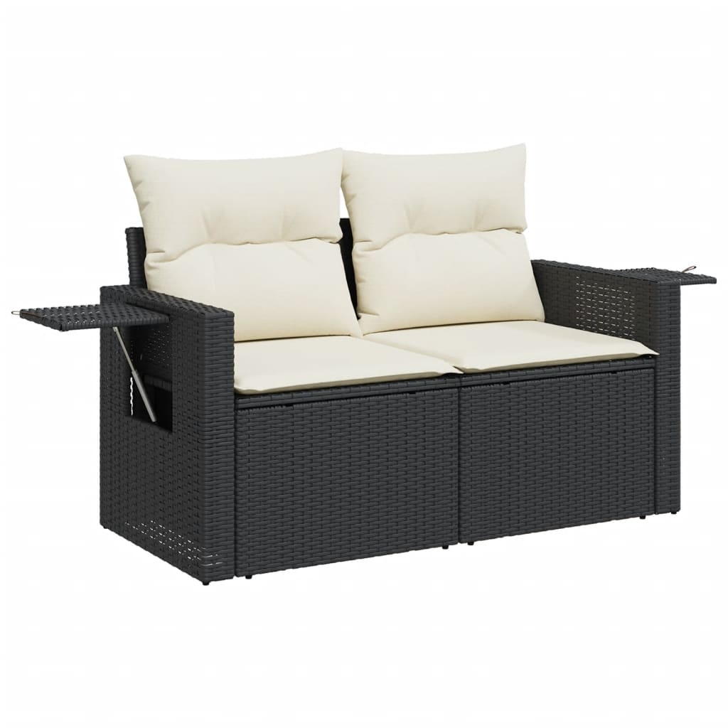 10-dijelni set vrtnih sofa s jastucima crni od poliratana