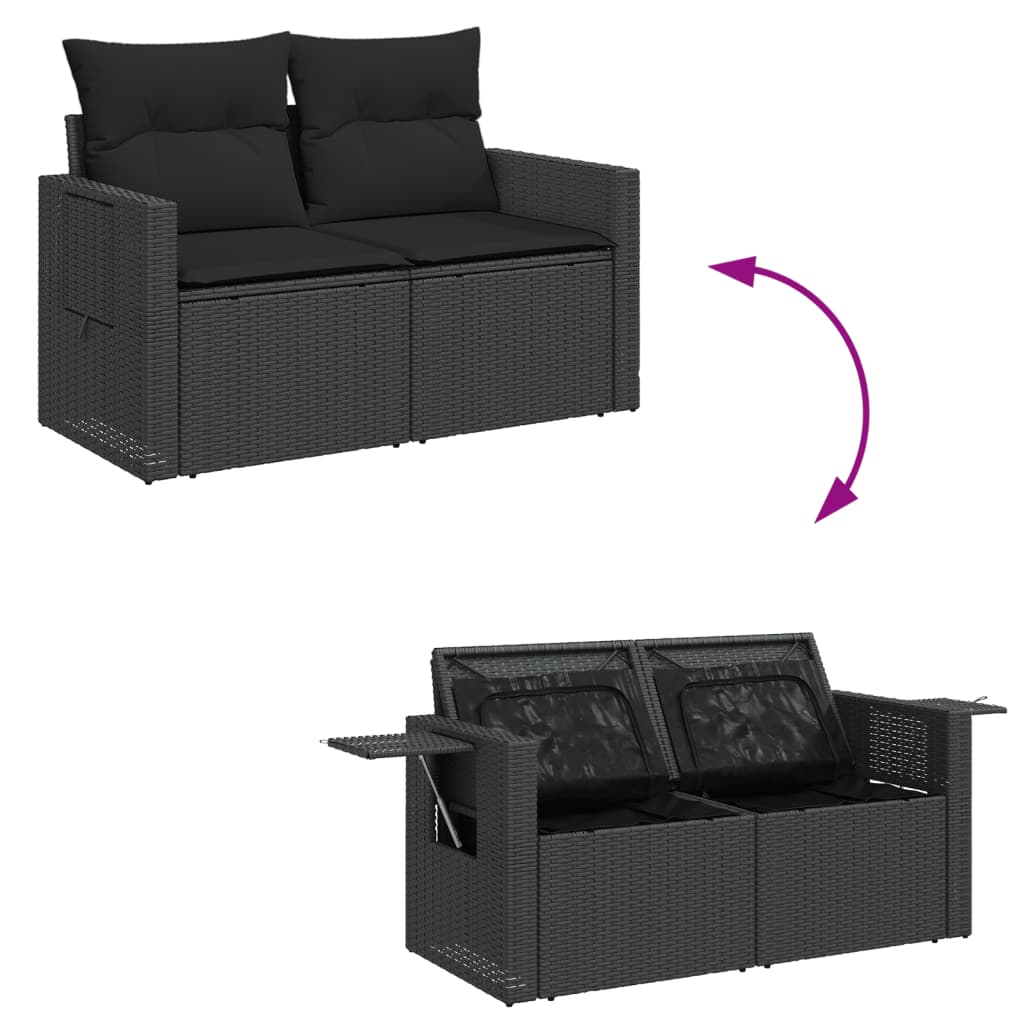 12-dijelni set vrtnih sofa od poliratana s jastucima crni