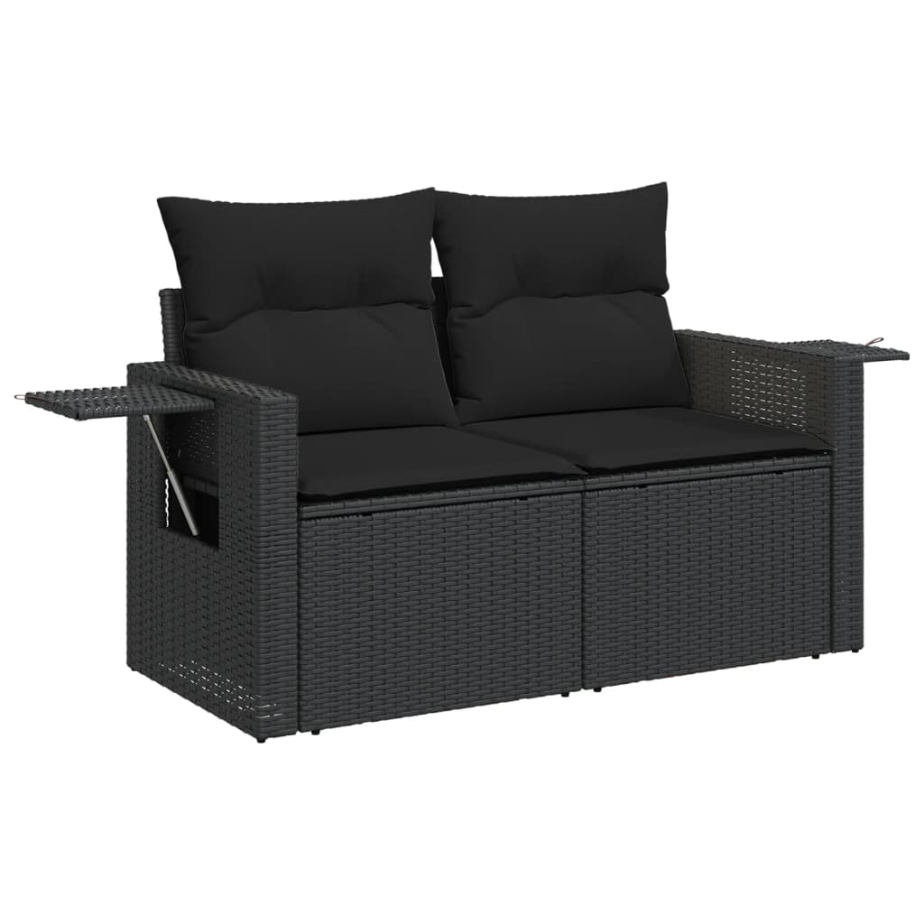12-dijelni set vrtnih sofa od poliratana s jastucima crni