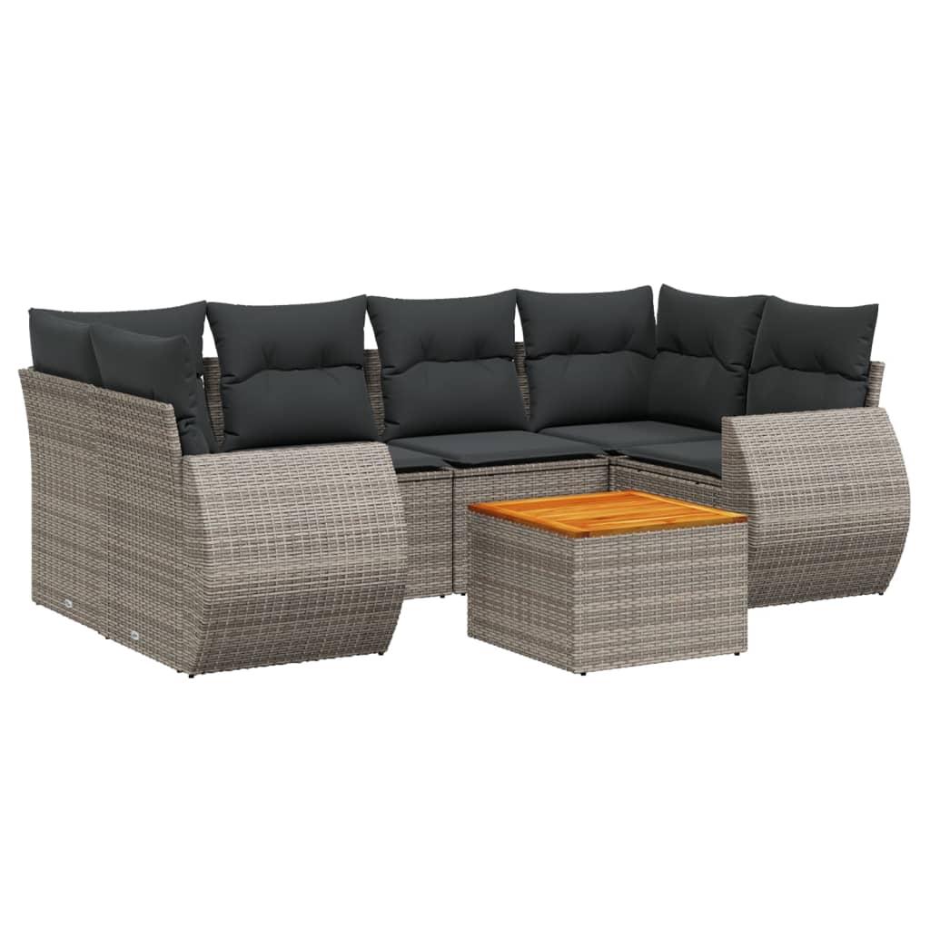 7-dijelni set vrtnih sofa sivi od poliratana