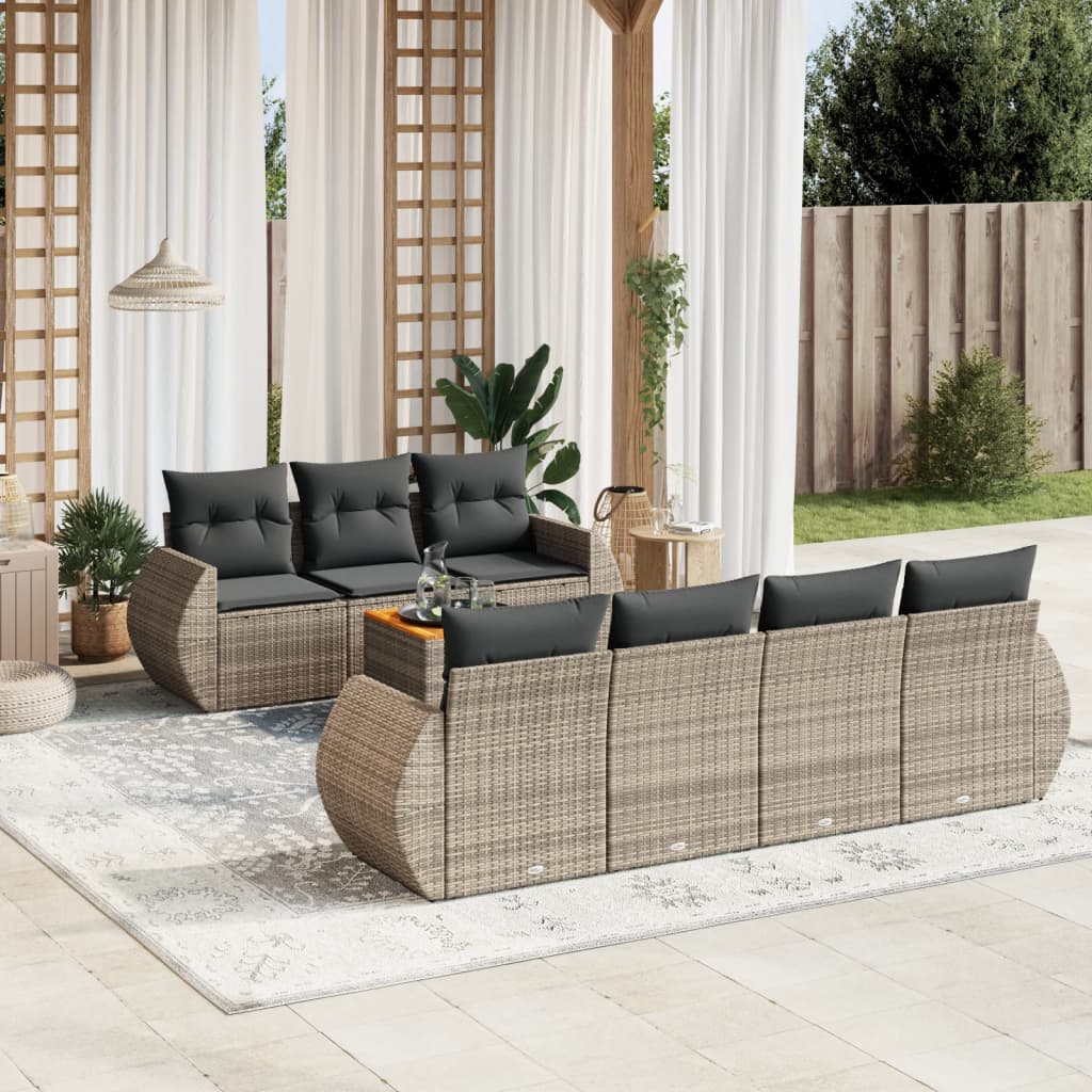 8-dijelni set vrtnih sofa od poliratana s jastucima