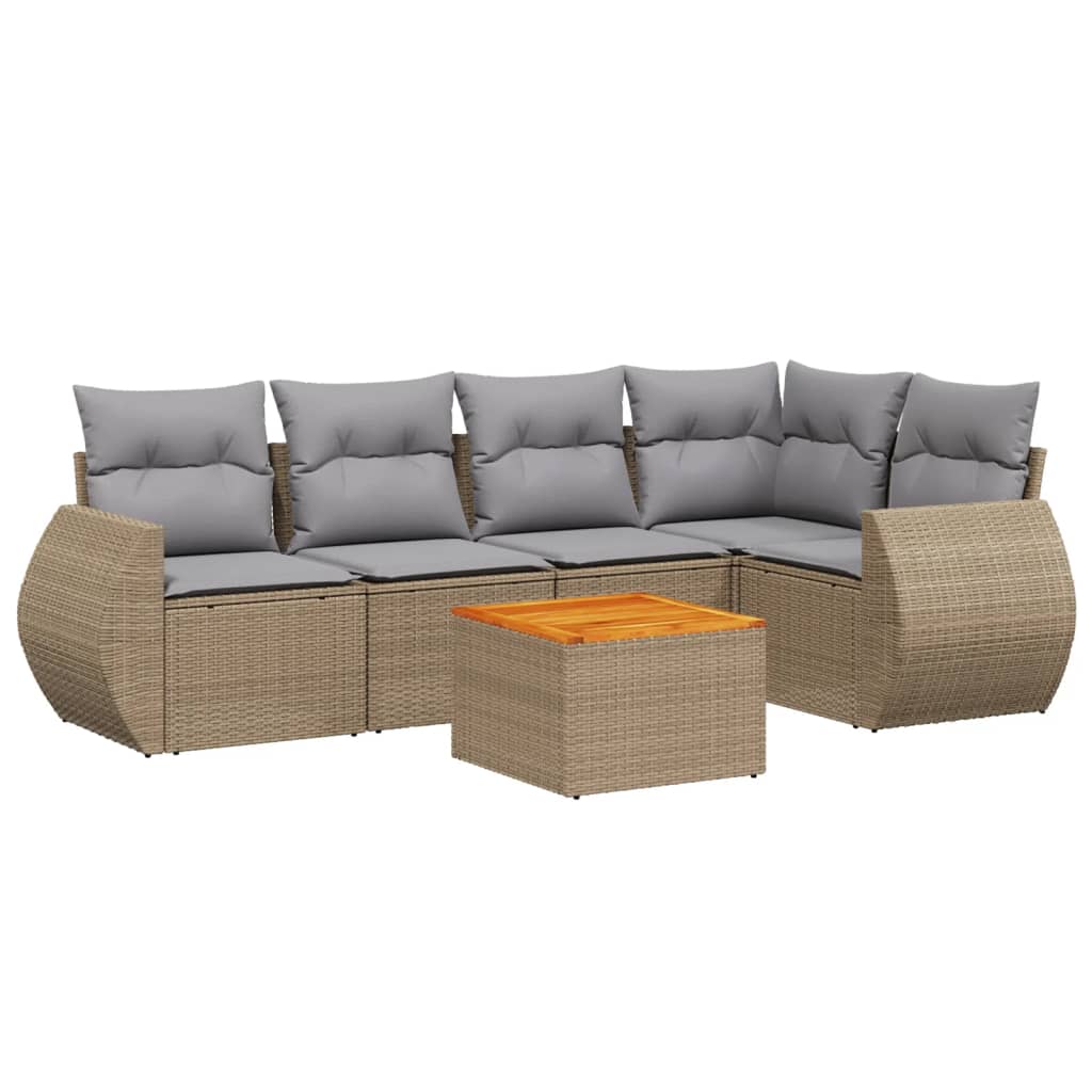 6-dijelni set vrtnih sofa s jastucima bež od poliratana