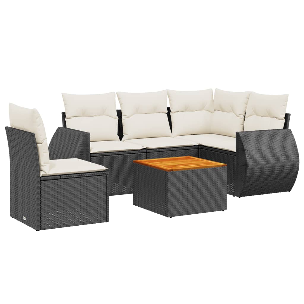 6-dijelni set vrtnih sofa s jastucima crni od poliratana
