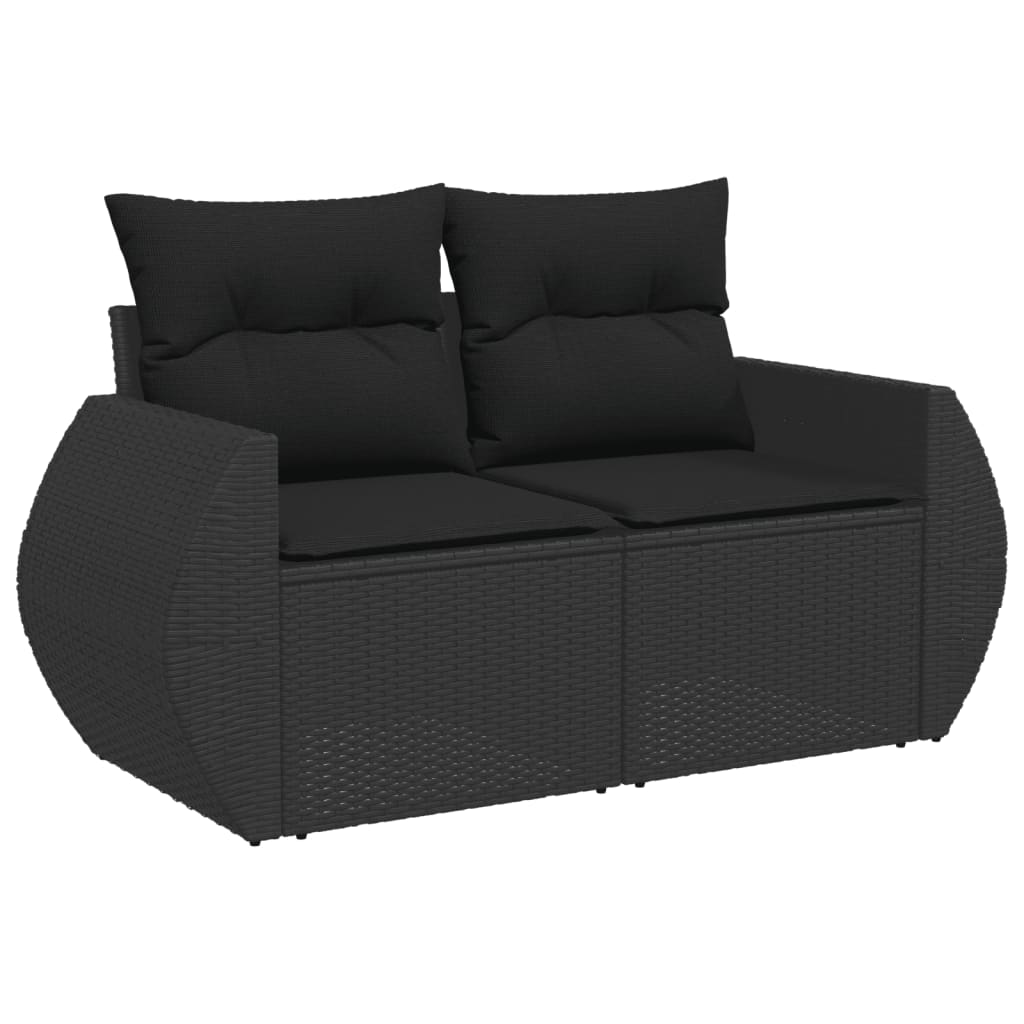 7-dijelni set vrtnih sofa od poliratana s jastucima crni