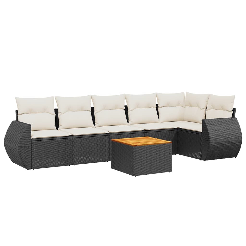 7-dijelni set vrtnih sofa od poliratana s jastucima crni