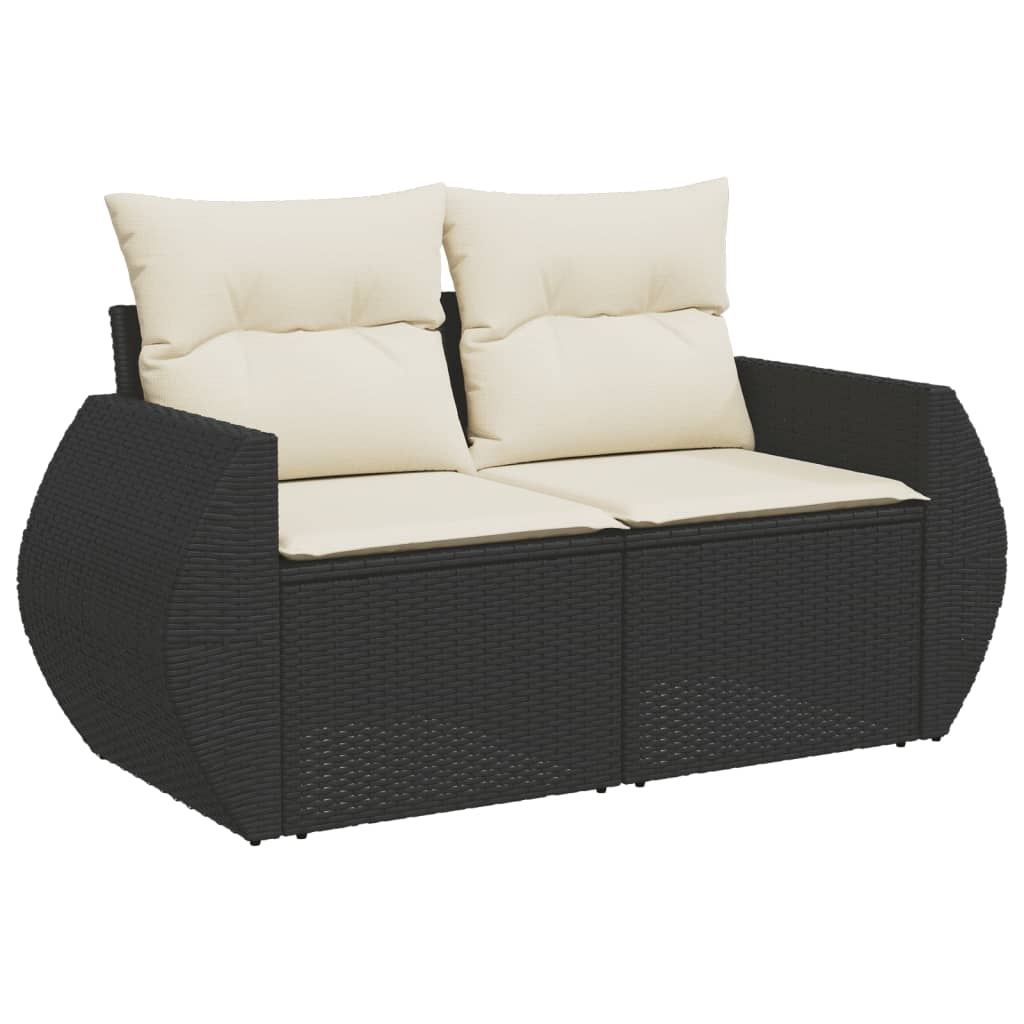 7-dijelni set vrtnih sofa od poliratana s jastucima crni