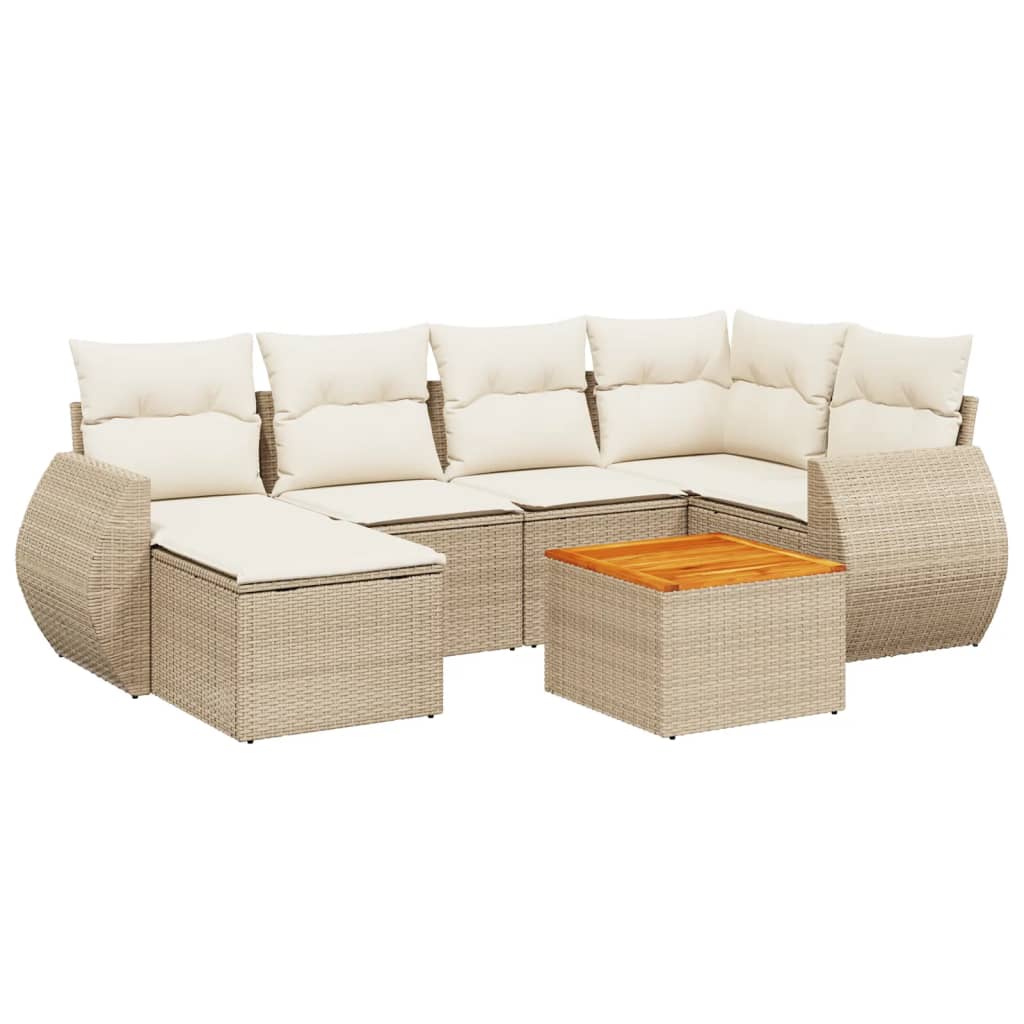 7-dijelni set vrtnih sofa od poliratana s jastucima bež