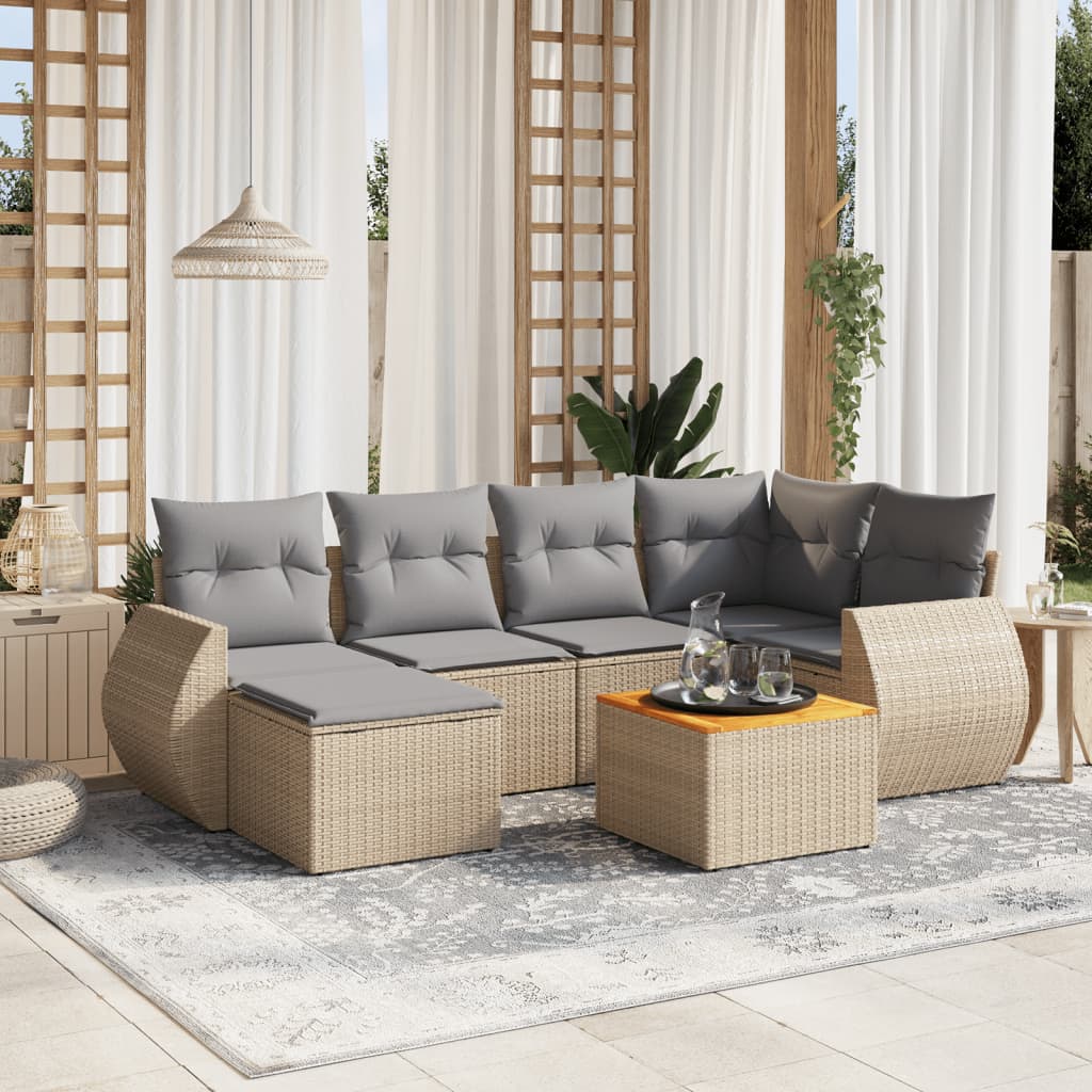 7-dijelni set vrtnih sofa od poliratana s jastucima