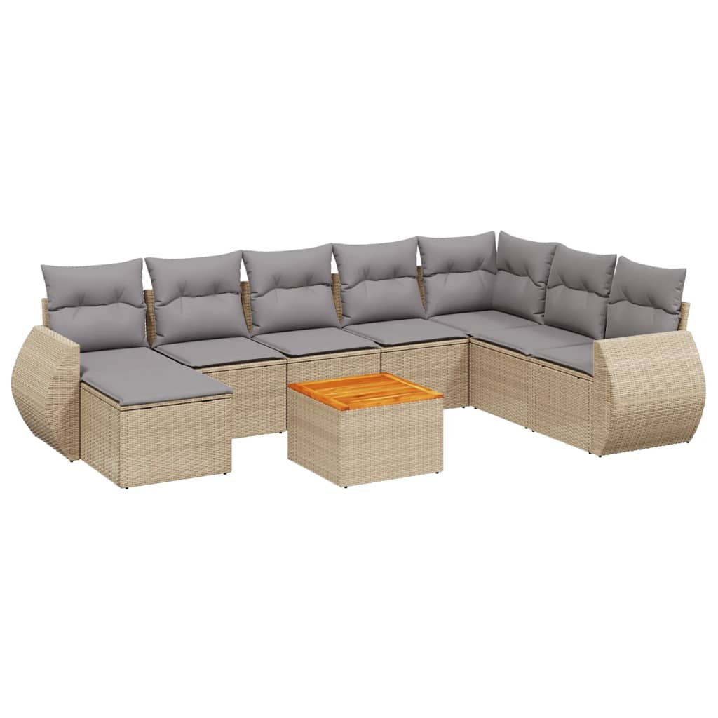 9-dijelni set vrtnih sofa s jastucima bež od poliratana