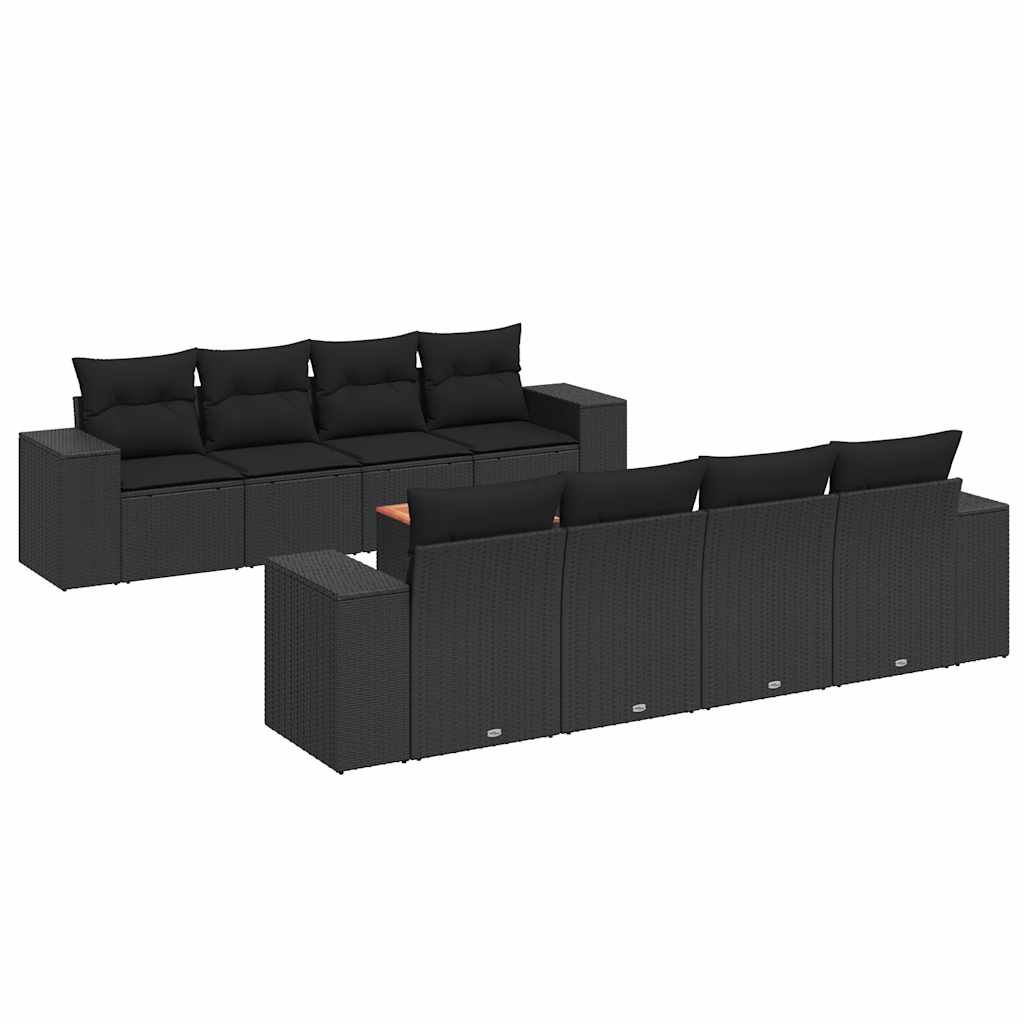 9-dijelni set vrtnih sofa s jastucima crni od poliratana