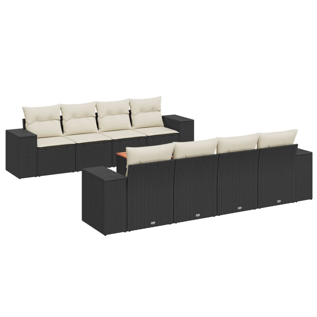 9-dijelni set vrtnih sofa s jastucima crni od poliratana