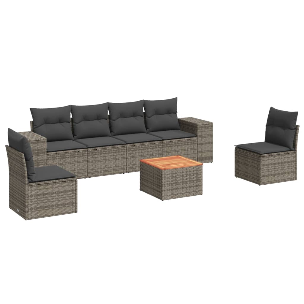 7-dijelni set vrtnih sofa sivi od poliratana