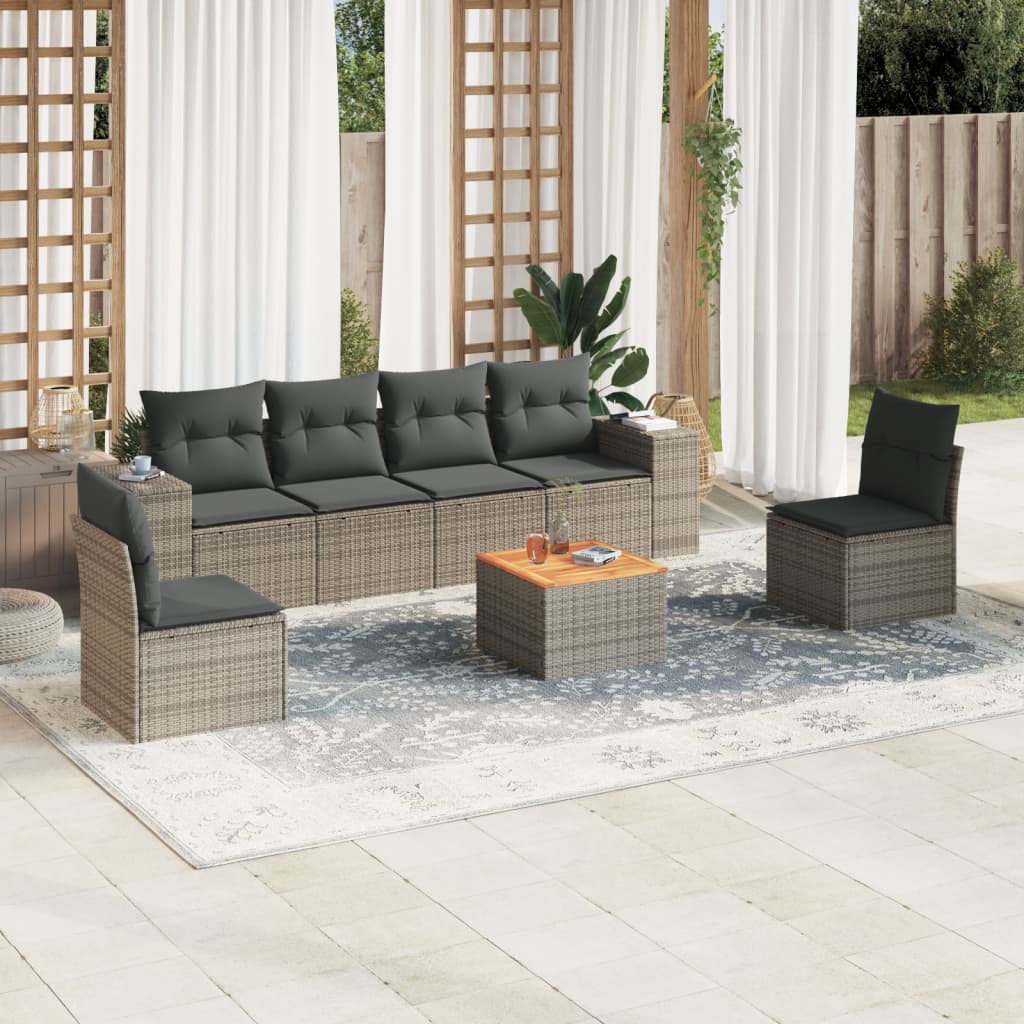 7-dijelni set vrtnih sofa sivi od poliratana