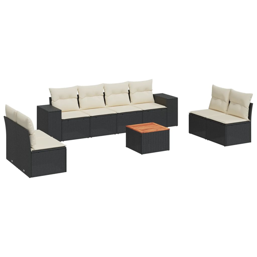 9-dijelni set vrtnih sofa s jastucima crni od poliratana