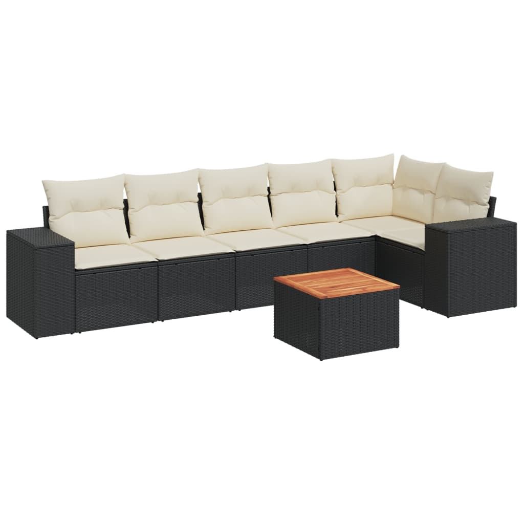 7-dijelni set vrtnih sofa od poliratana s jastucima crni