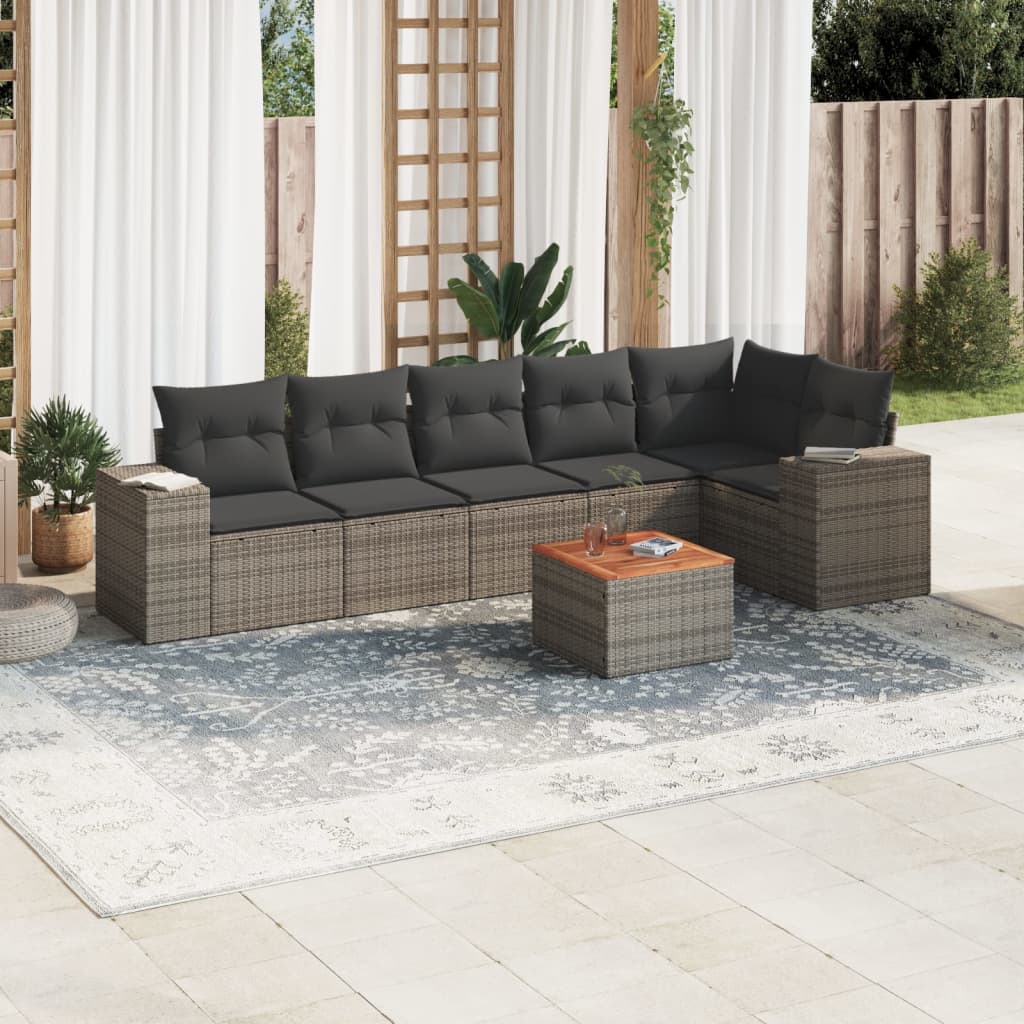 7-dijelni set vrtnih sofa sivi od poliratana