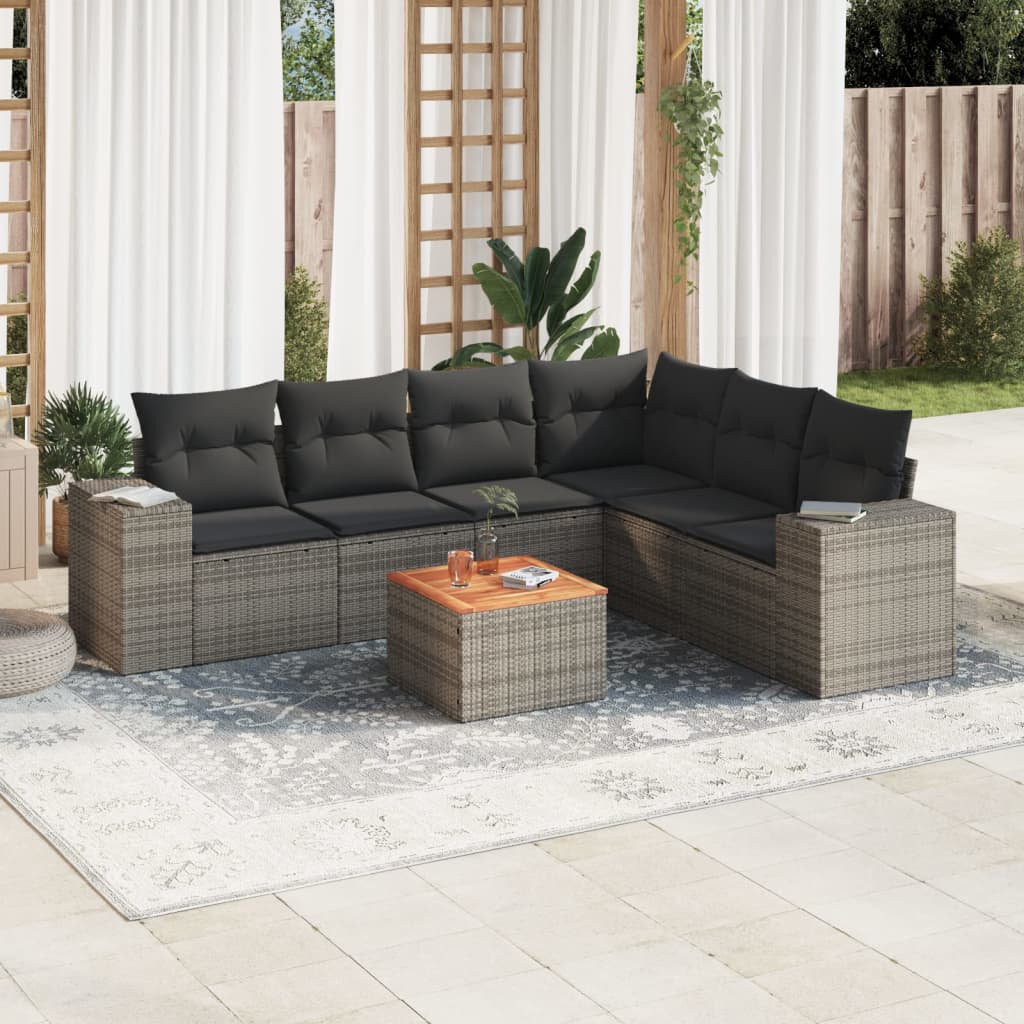 7-dijelni set vrtnih sofa sivi od poliratana