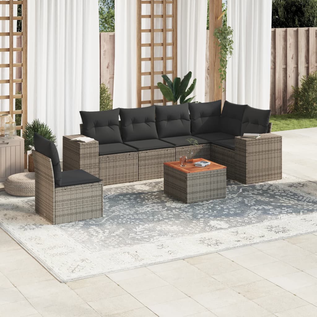 7-dijelni set vrtnih sofa sivi od poliratana