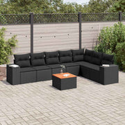 8-dijelni set vrtnih sofa od poliratana s jastucima crni